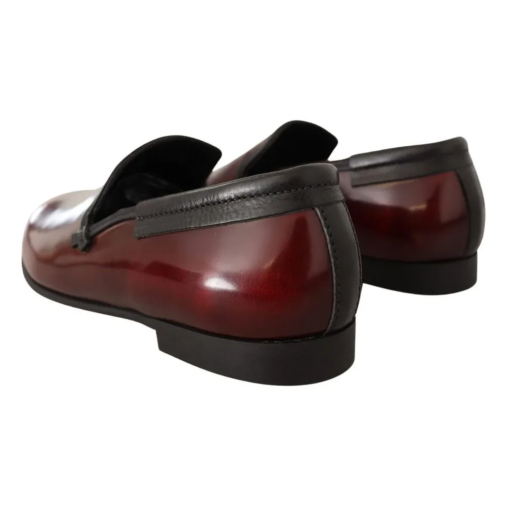 Dolce & Gabbana Elegant Bordeaux Leather Loafers - Picture 6 of 9